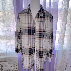 Preswick&Moore size medium black and pink plaid button down shirt